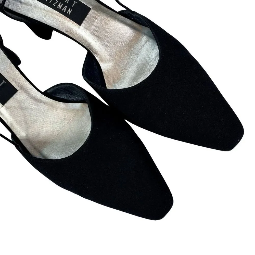 Vintage Stuart Weitzman Black Crystal Embellished D'orsay Style Guipure Heels